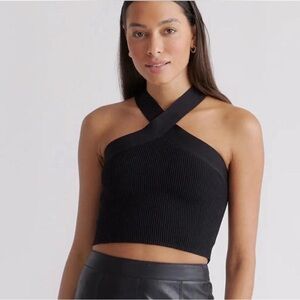 Abercrombie Criss Cross Halter Knit Crop Top